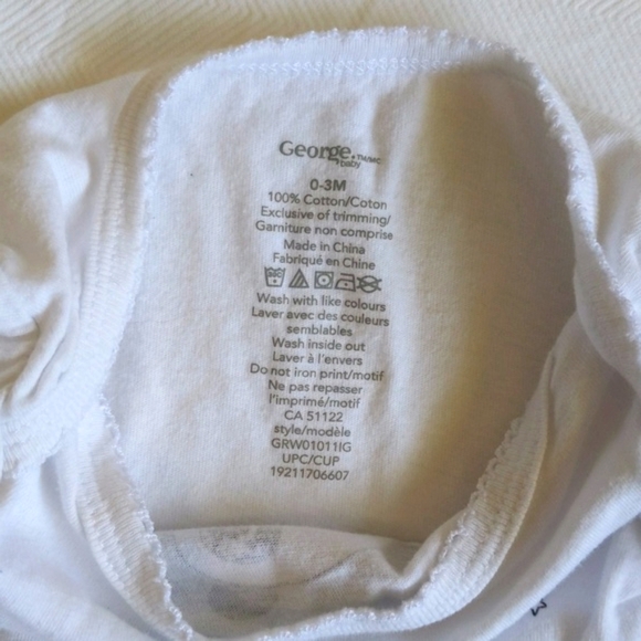 george panda long sleeve bodysuit diaper shirt 0-3 months baby girl - Picture 3 of 7